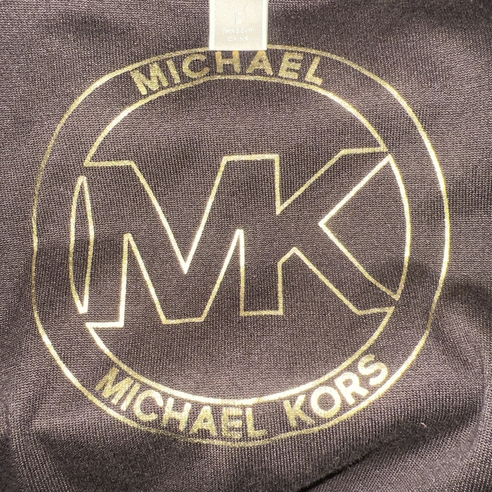 Michael Kors Womens Brown Velour Full Zip Funnel Neck Track Jacket Large MK Logo - Picture 7 of 7